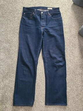 Levi's 501 90s Dark Denim Wash Selvedge Denim Button Fly Jeans Size 31x31